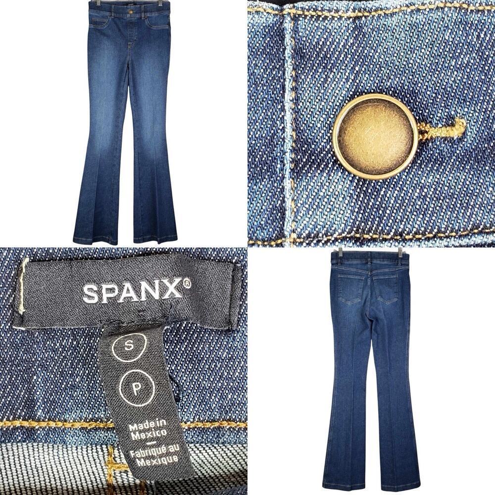 Spanx Jeans Womens Size Small S Blue High Rise Flared Booty SpanxShape Pull On